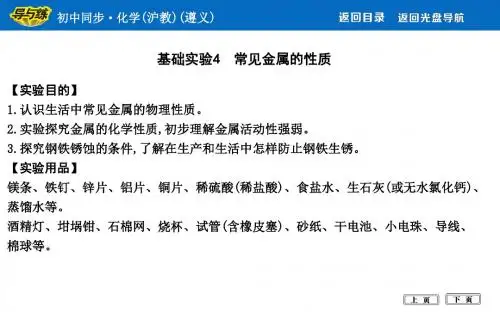 九年级化学第5章 基础实验4 常见金属的性质