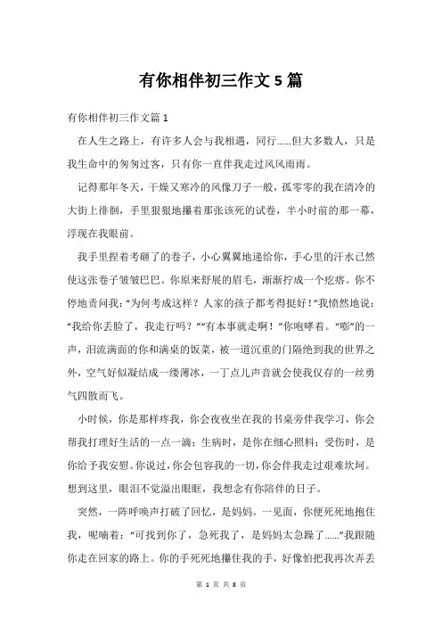 有你相伴初三作文5篇