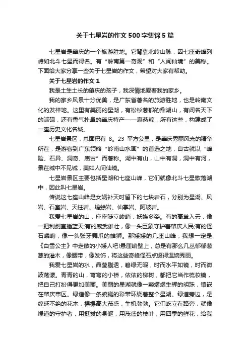 关于七星岩的作文500字集锦5篇