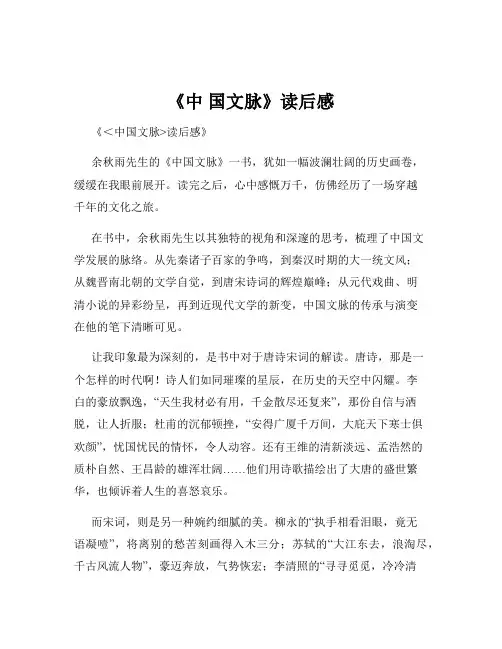《中 国文脉》读后感