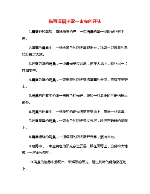 描写清晨迷雾一束光的开头