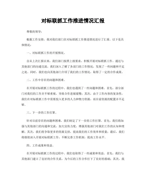 对标联抓工作推进情况汇报