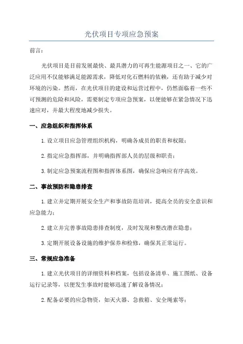 光伏项目专项应急预案