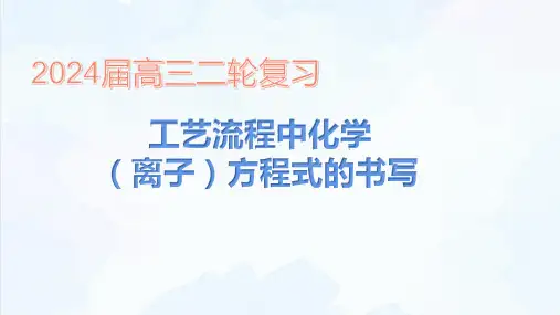 2024届高考化学工艺流程中陌生方程式书写