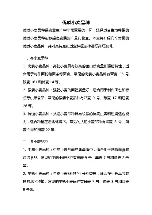 优质小麦品种