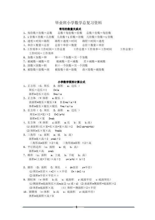 人教版_小学六年级数学总复习资料