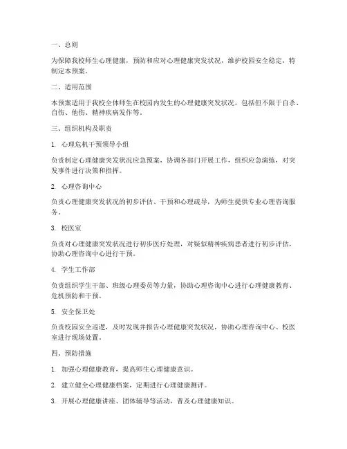 心理健康突发状况应急预案