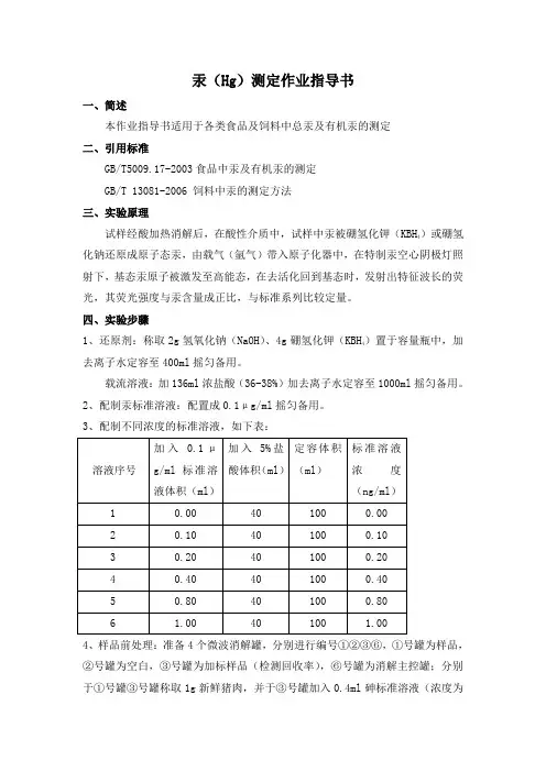 汞检测作业指导书