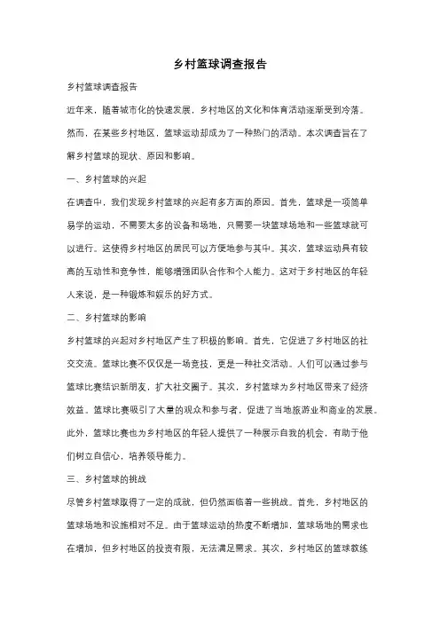 乡村篮球调查报告