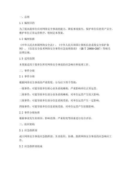 网络安全事故应急预案范文