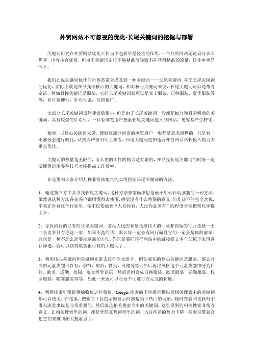 外贸网站不可忽视的优化-长尾关键词的挖掘与部署
