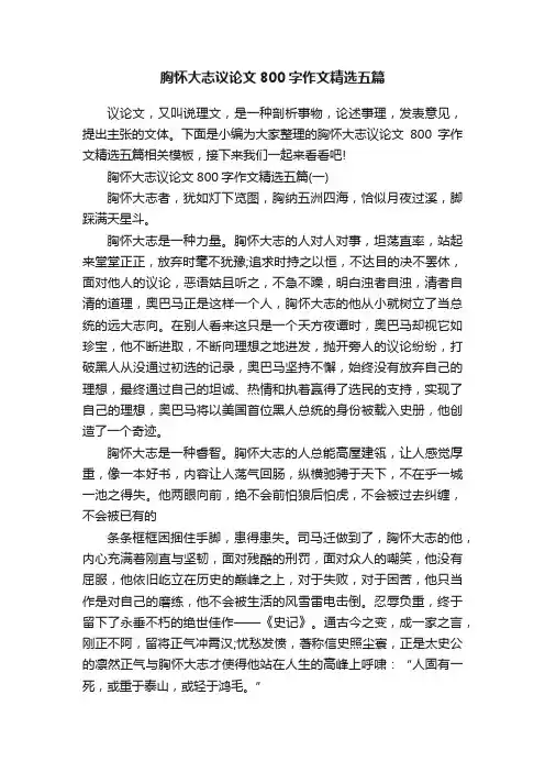 胸怀大志议论文800字作文精选五篇
