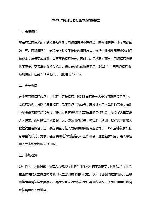 2023年网络招聘行业市场调研报告