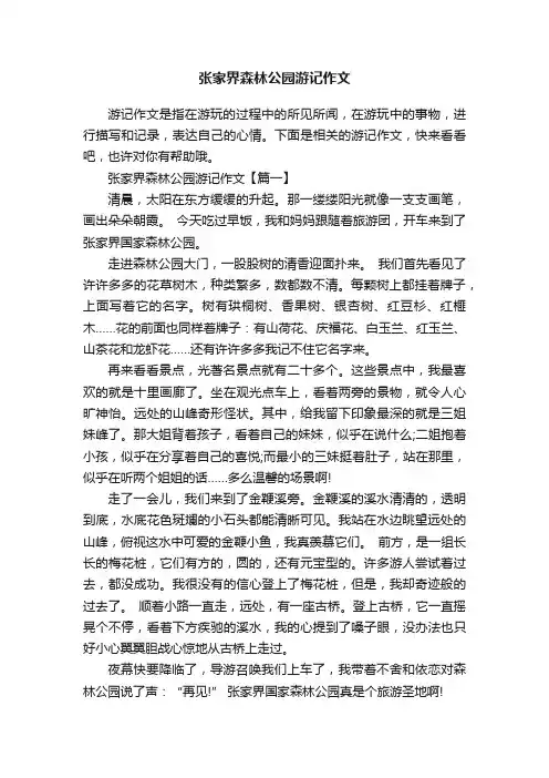 张家界森林公园游记作文