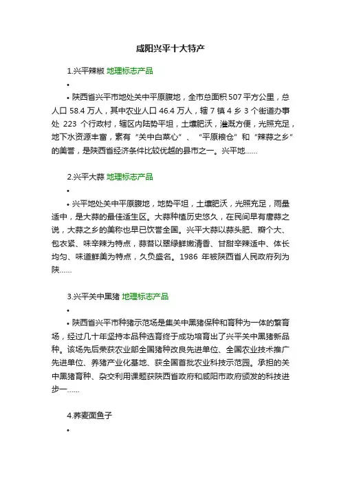 咸阳兴平十大特产
