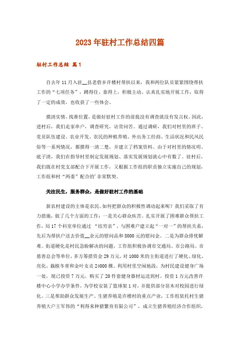 2023年驻村工作总结四篇