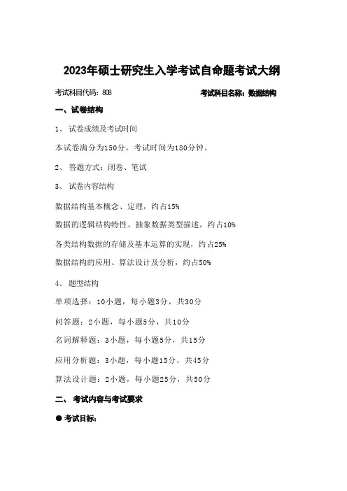 湖南工商大学专硕2023初试科目-数据结构808