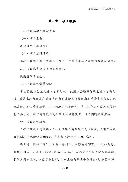 碳化硅投资建设项目建议书