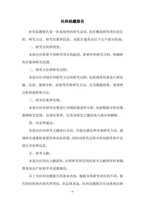 社科结题报告