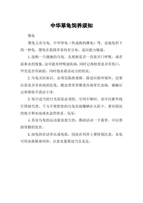 中华草龟饲养须知