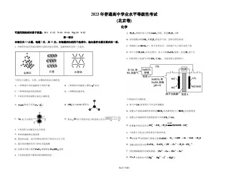2023年高考北京卷化学真题(含答案)