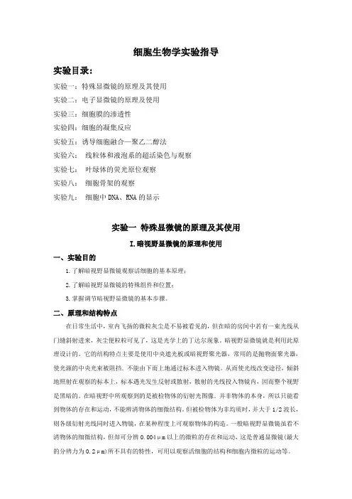 细胞生物学实验指导