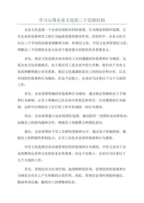 学习心得企业文化的三个层级结构