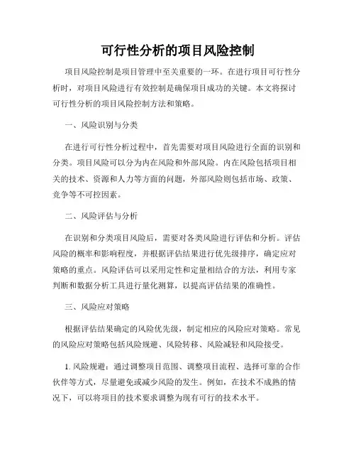 可行性分析的项目风险控制