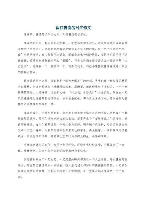 留住青春的时光作文