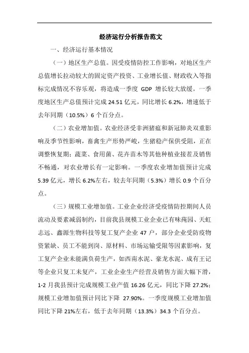 经济运行分析报告