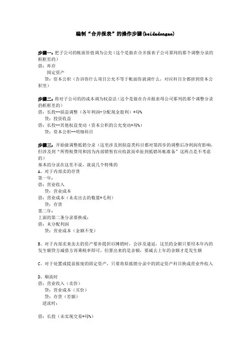 编制“合并报表”的操作步骤