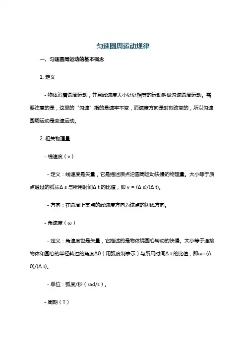 匀速圆周运动规律