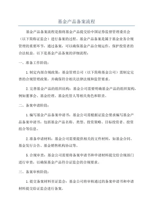 基金产品备案流程