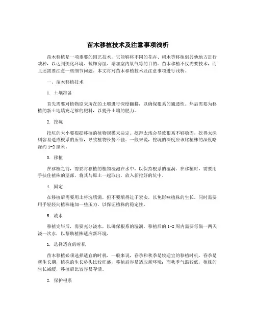 苗木移植技术及注意事项浅析