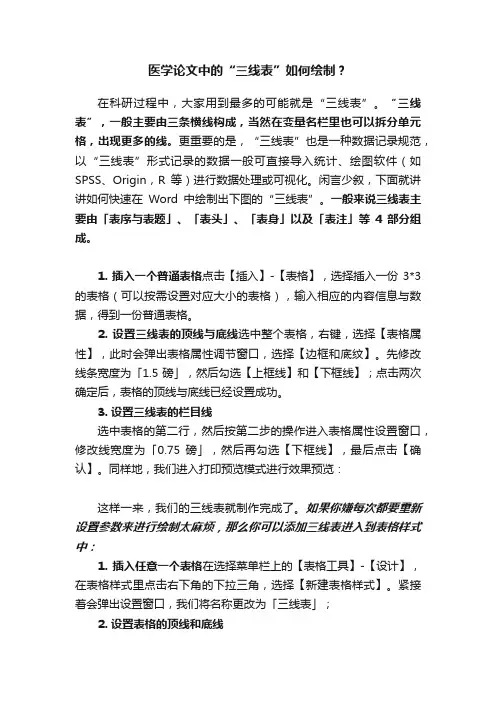 医学论文中的“三线表”如何绘制？
