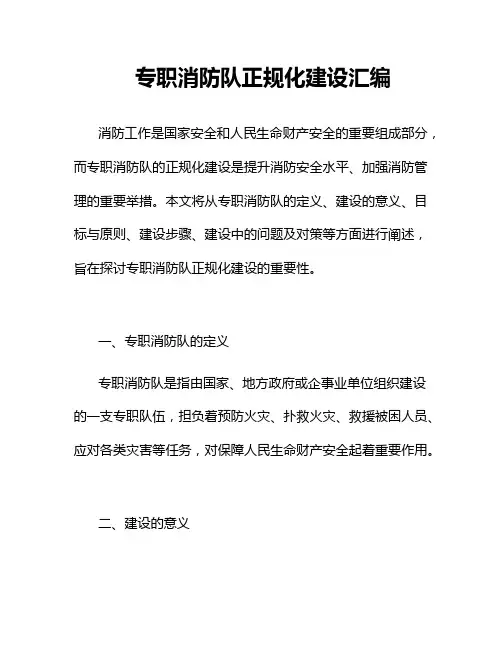 专职消防队正规化建设汇编