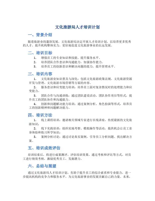 文化旅游局人才培训计划