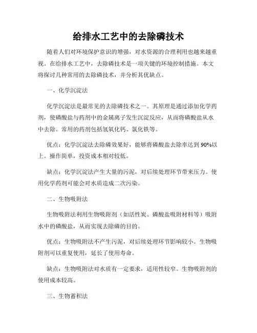 给排水工艺中的去除磷技术