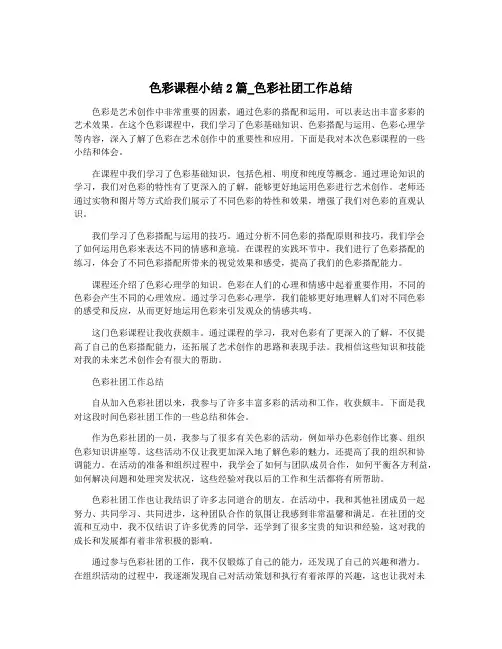 色彩课程小结2篇_色彩社团工作总结
