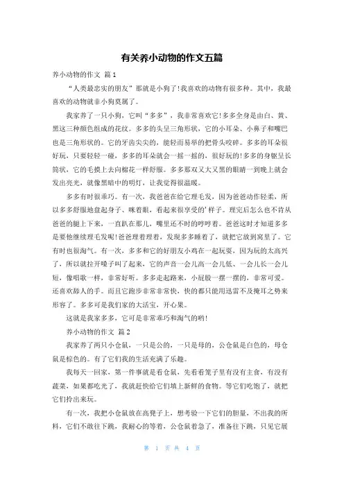 有关养小动物的作文五篇