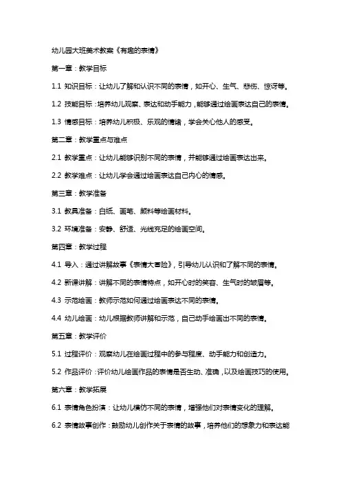 幼儿园大班美术教案《有趣的表情》