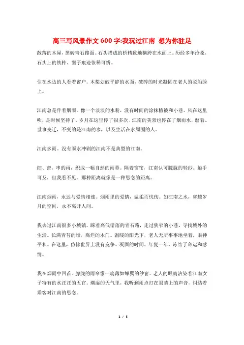 高三写风景作文600字-我玩过江南 想为你驻足