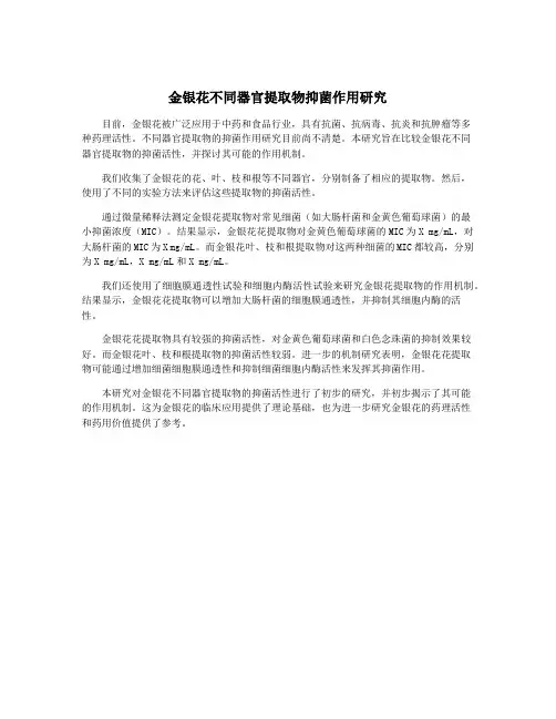 金银花不同器官提取物抑菌作用研究