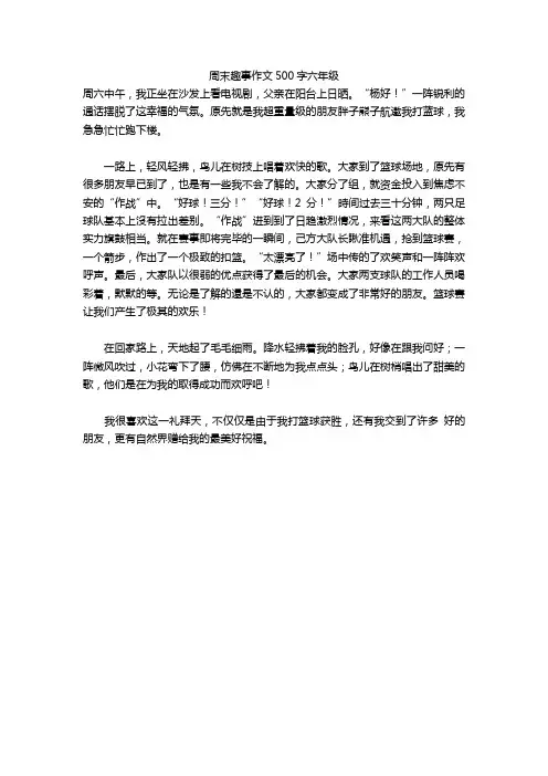 周末趣事作文500字六年级