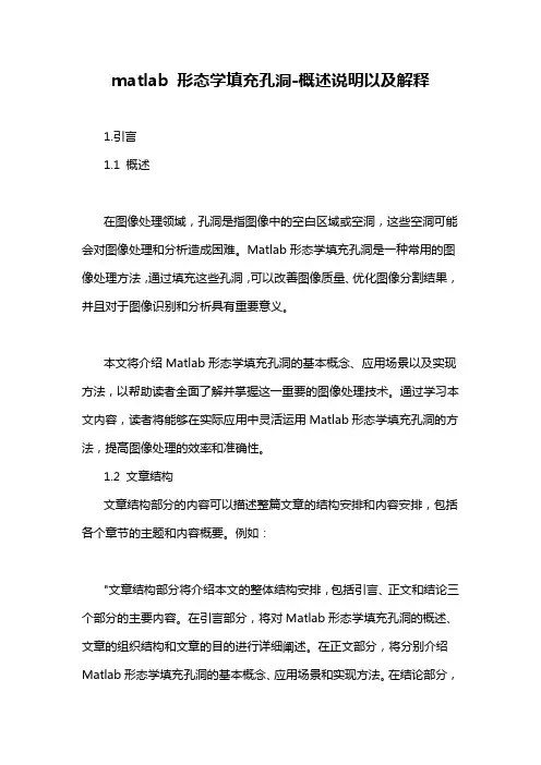 matlab 形态学填充孔洞-解释说明