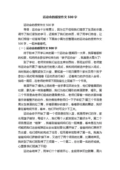 运动会的感受作文500字