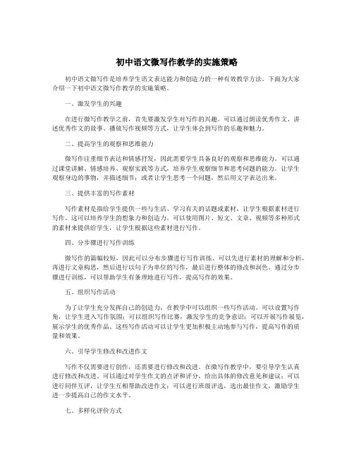 初中语文微写作教学的实施策略