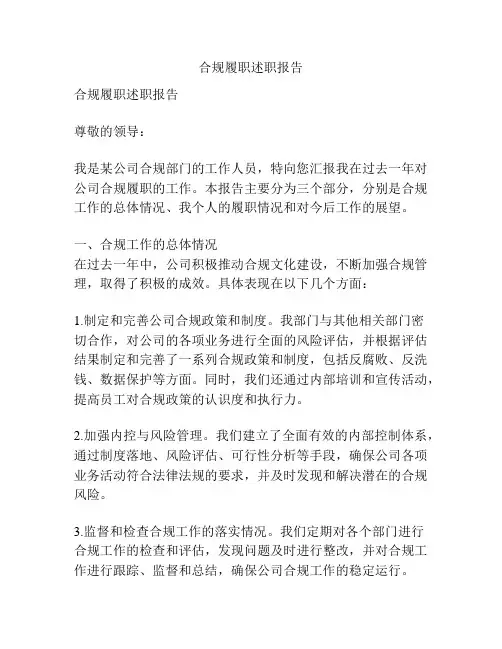合规履职述职报告