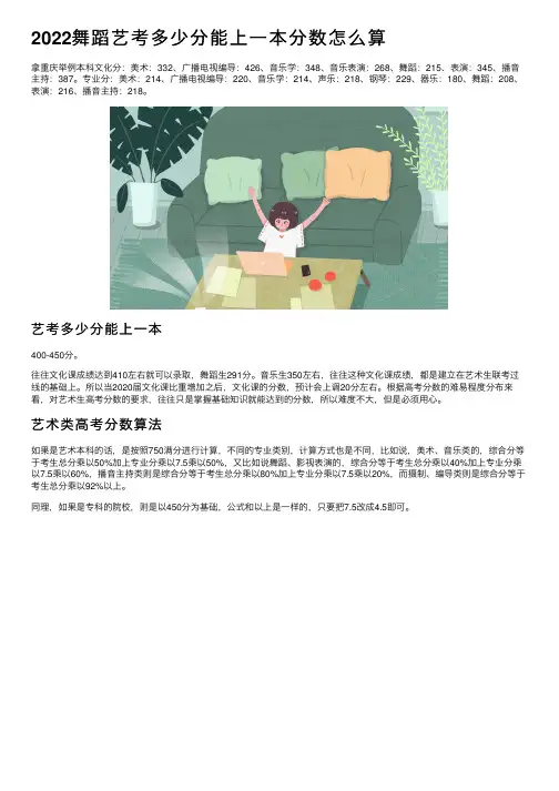 2022舞蹈艺考多少分能上一本分数怎么算