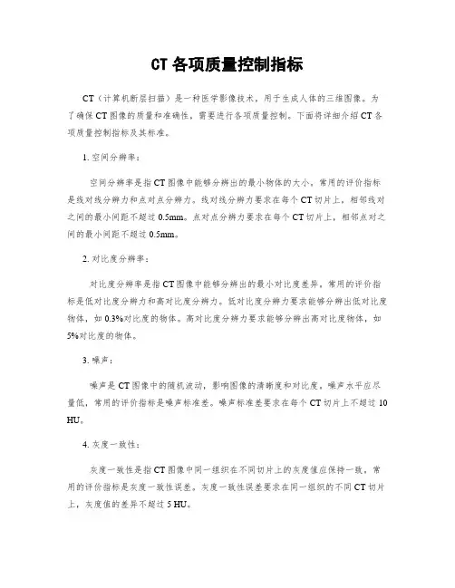 CT各项质量控制指标